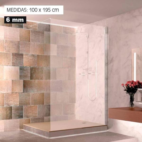 MAMPARA DUCHA PANEL 1 HOJA 6MM CRISTAL FIJO 100X195CM SERIE VIENA BENOTTI